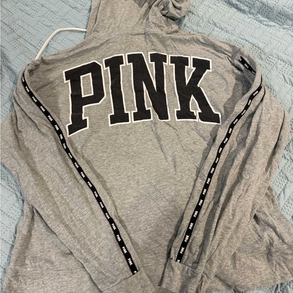 LG - Pink Hooded Long Sleeve TShirt Gray White and Black